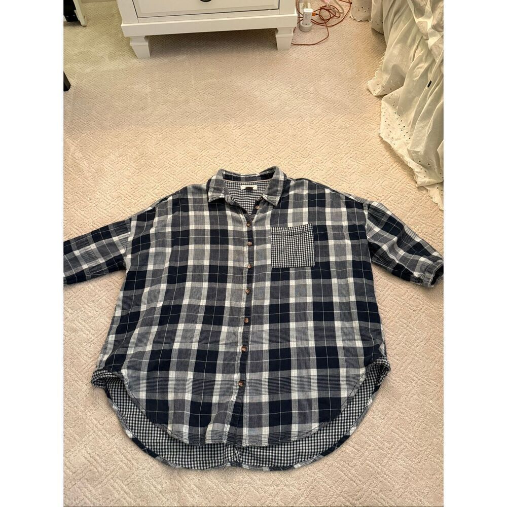 Anthropologie Pilcro High-Low Plaid Button Down M/L